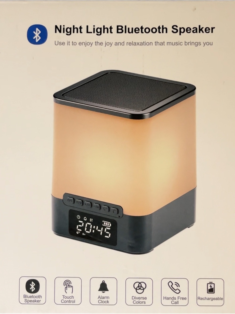 Bluetooth Night Light Speaker with Alarm Clock
